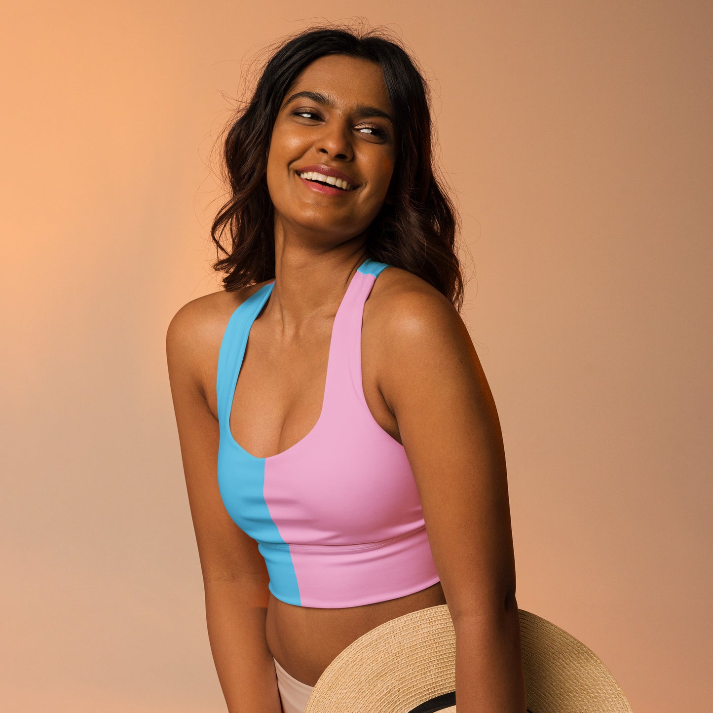 Blue Pink White Paris Pride Sports Bra
