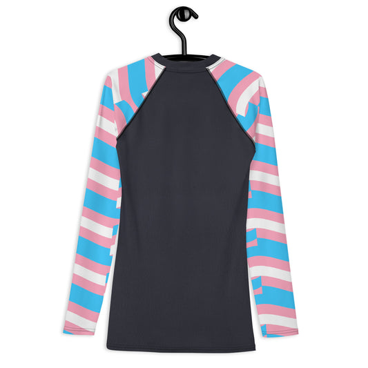 Blue Pink White Pride Mosaic Sleeves Light Compression Fit Boyfriend Base Layer Shirt