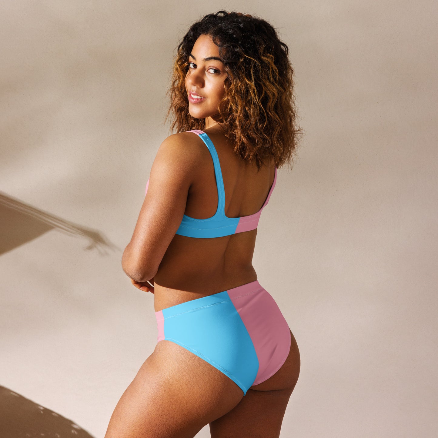 Blue Pink White Paris Pride Recycled High-Waisted Bikini Twin-Set