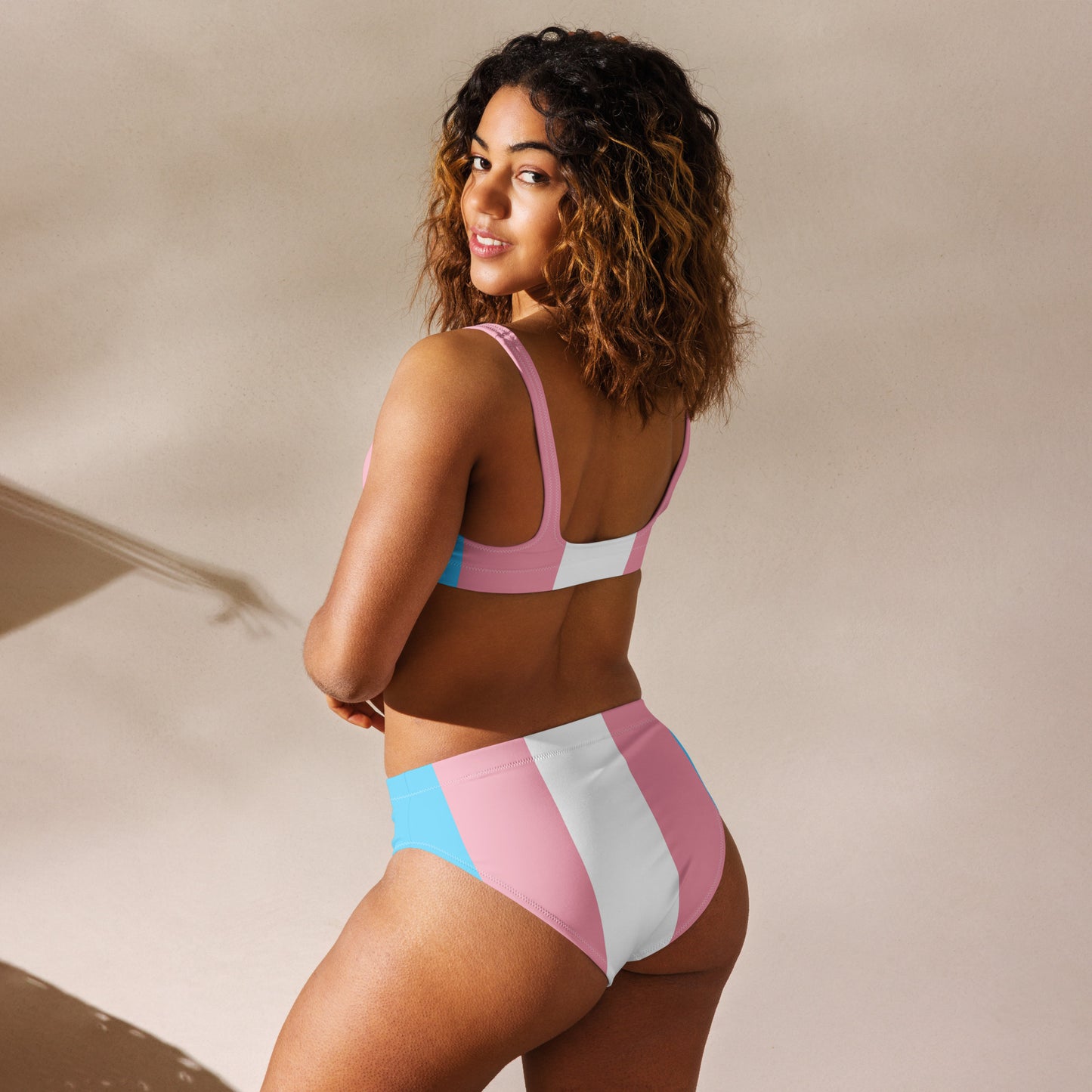 Blue Pink White Trans All Over Pride High-Waisted Bikini Twin-Set