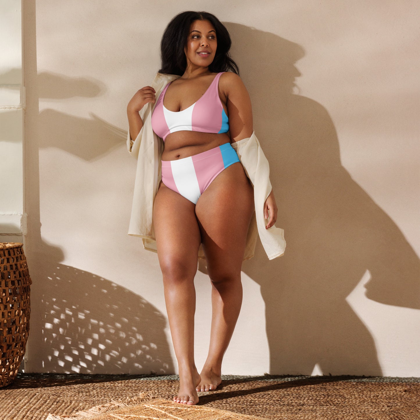 Blue Pink White Trans All Over Pride High-Waisted Bikini Twin-Set