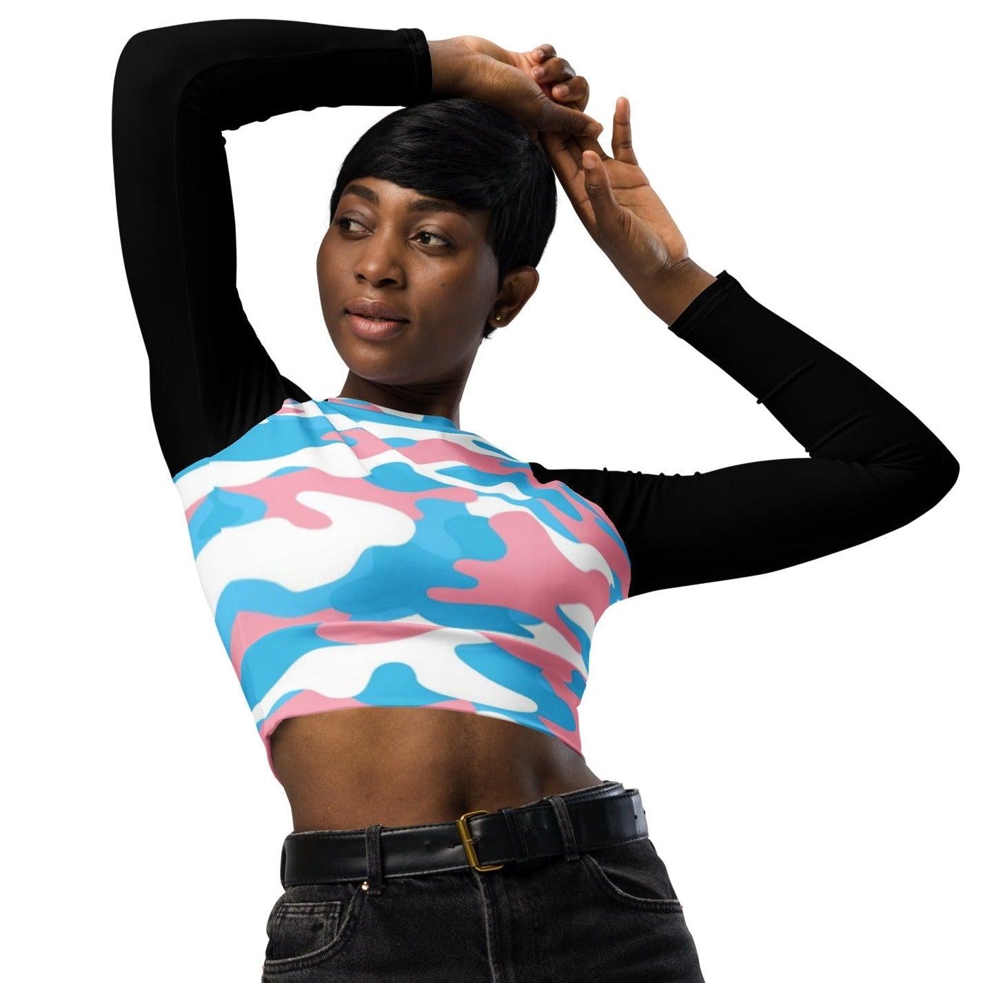 Trans Coloured Trans Pride Camouflage Cropped Gym Top