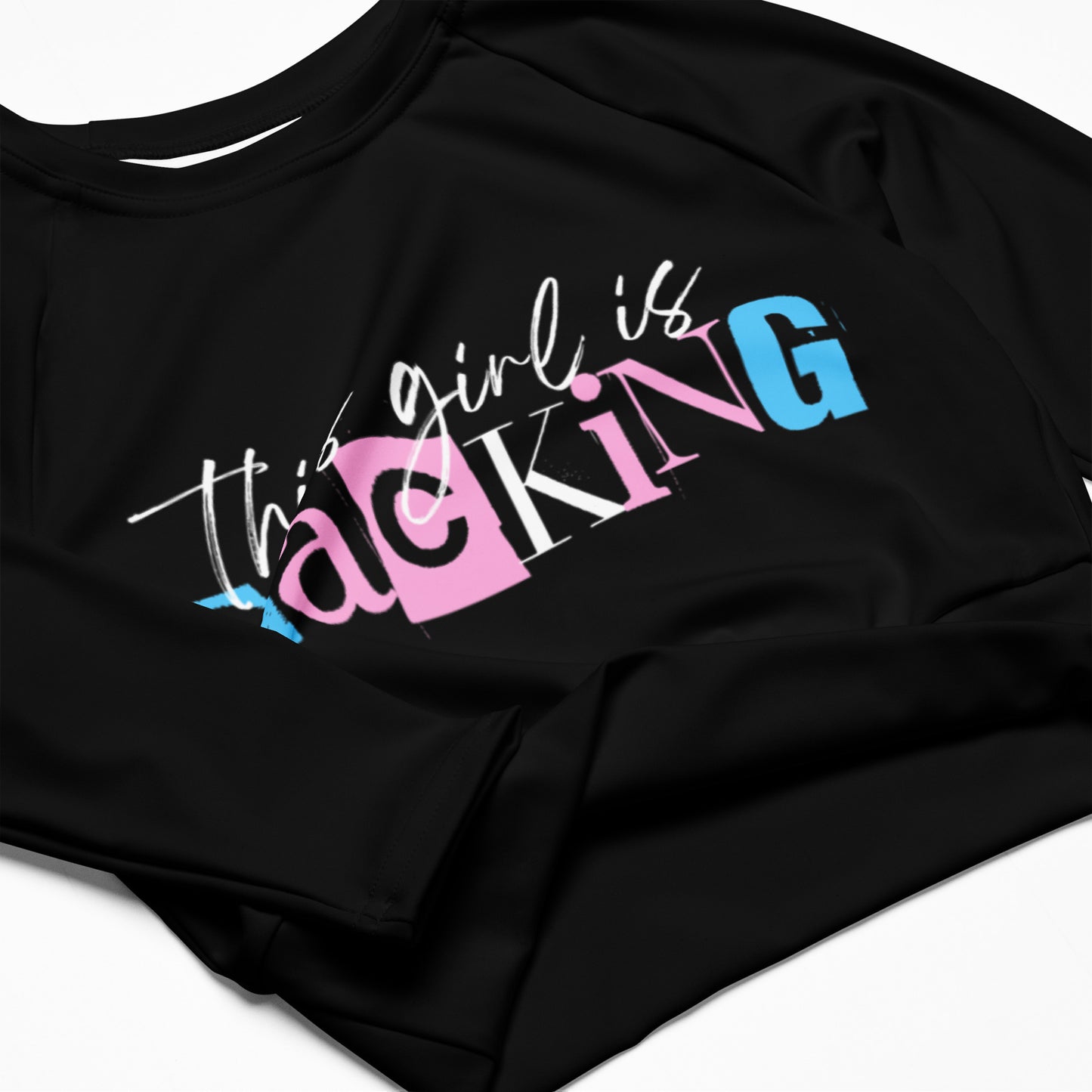 Black Recycled long-sleeve Crop Top