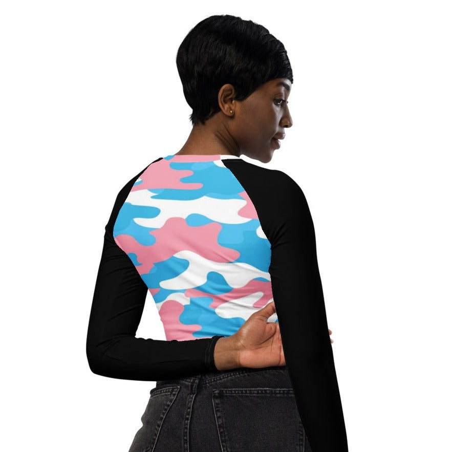 Trans Coloured Trans Pride Camouflage Cropped Gym Top