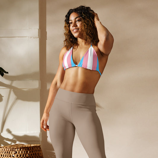 Blue Pink White All-Over Pride recycled string bikini top