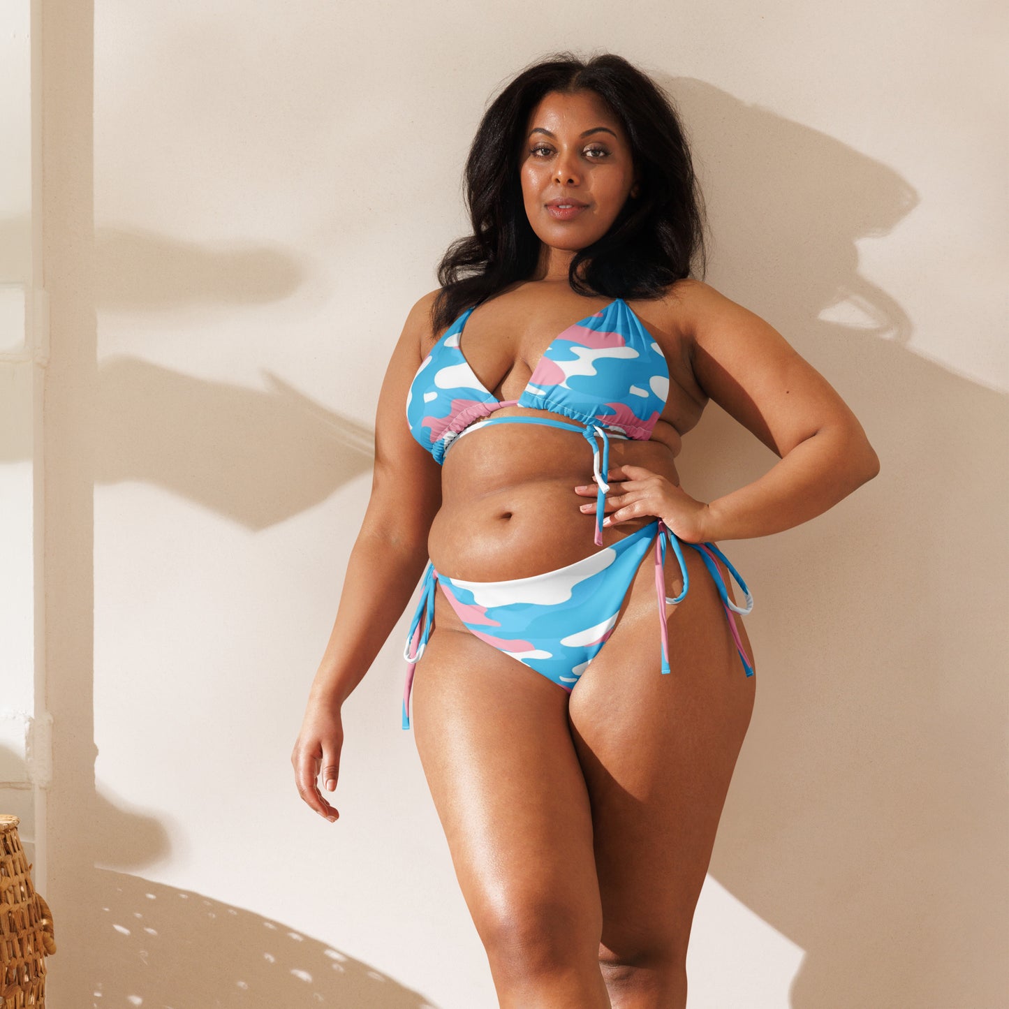 Teen - Plus Blue Pink White Pride Camouflage String Bikini Set