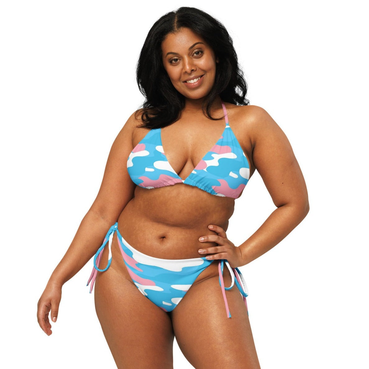 Teen - Plus Blue Pink White Pride Camouflage String Bikini Set
