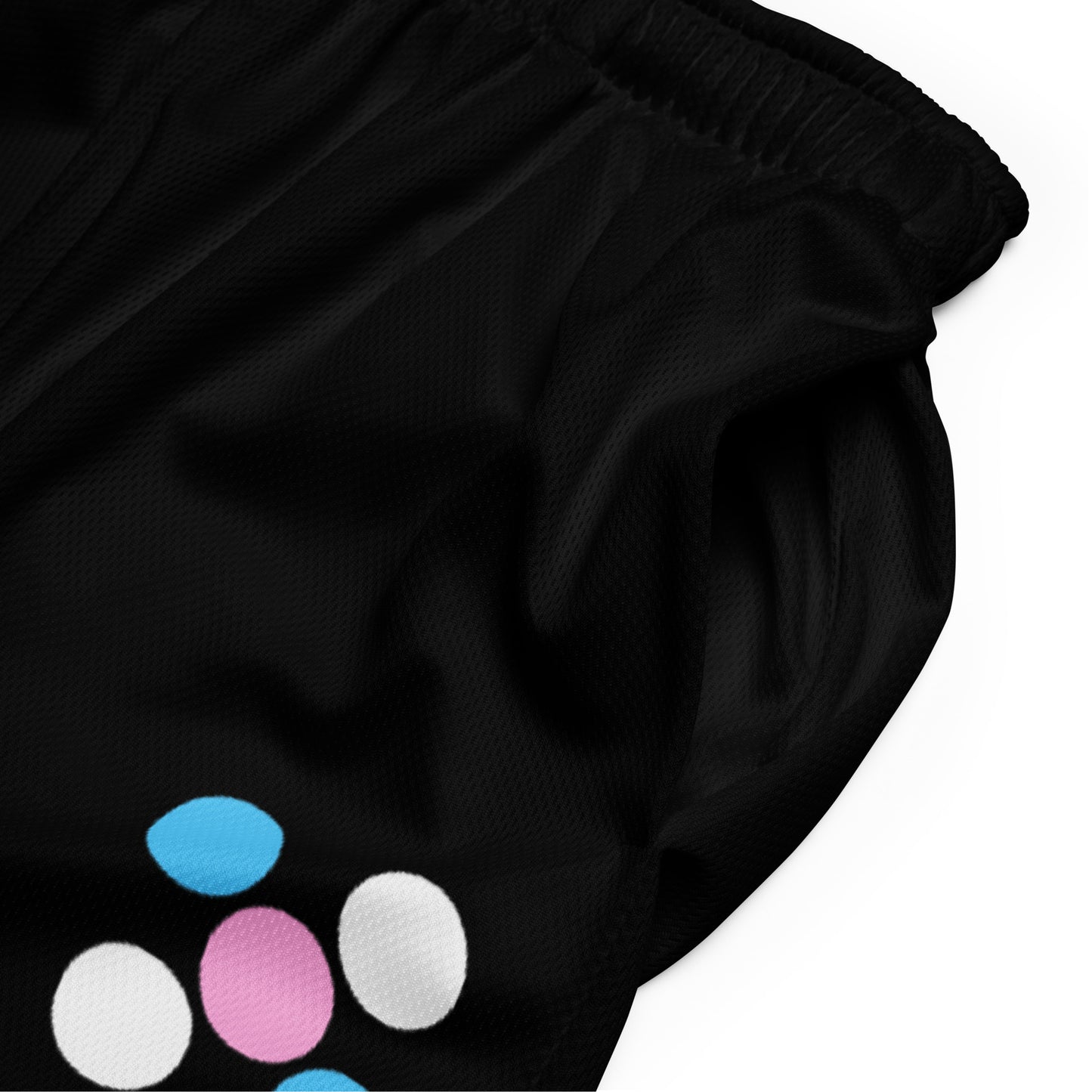 Blue Pink White Pride 'Five Dots' Black Mesh Workout Shorts