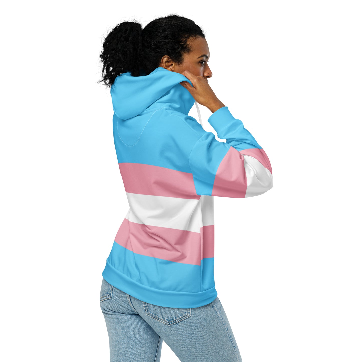 Teen - Plus Size All-Over Blue Pink White Pride Zipper Hoodie