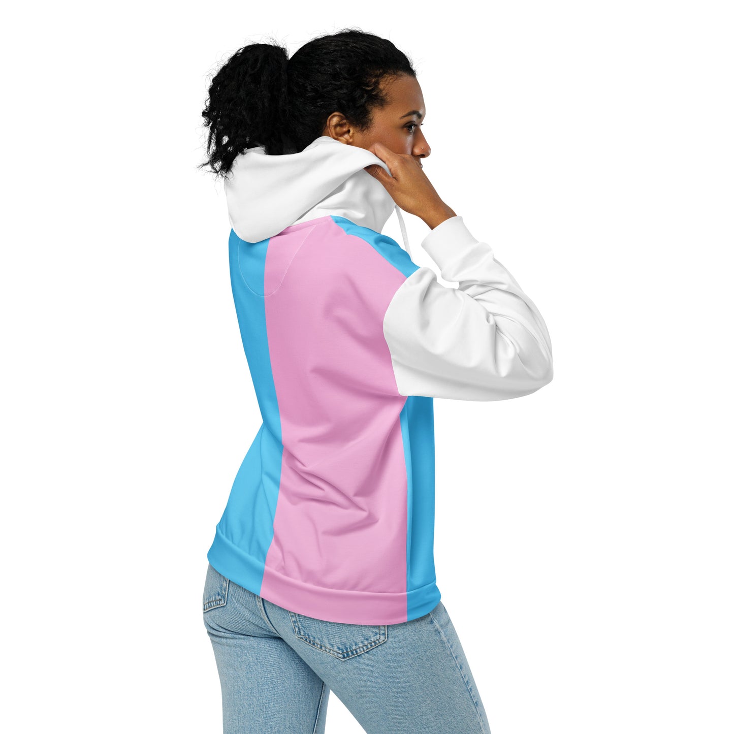 Teen - Plus Size Blue Pink White Pride Zipper Hoodie