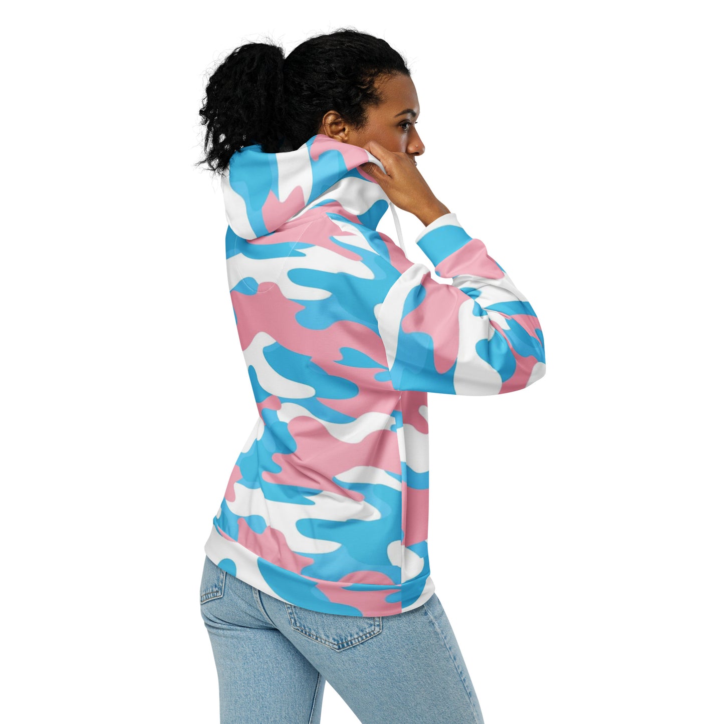 Teen - Plus Size Blue Pink White Pride Camouflage Zipper Hoodie