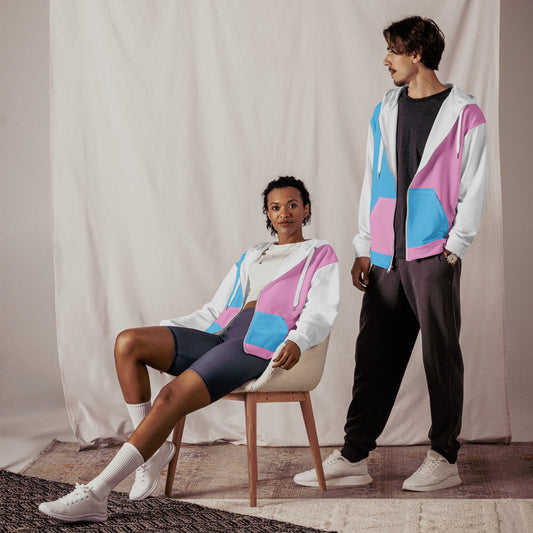 2XS-6XL Blue Pink White Pride Zipper Hoodie