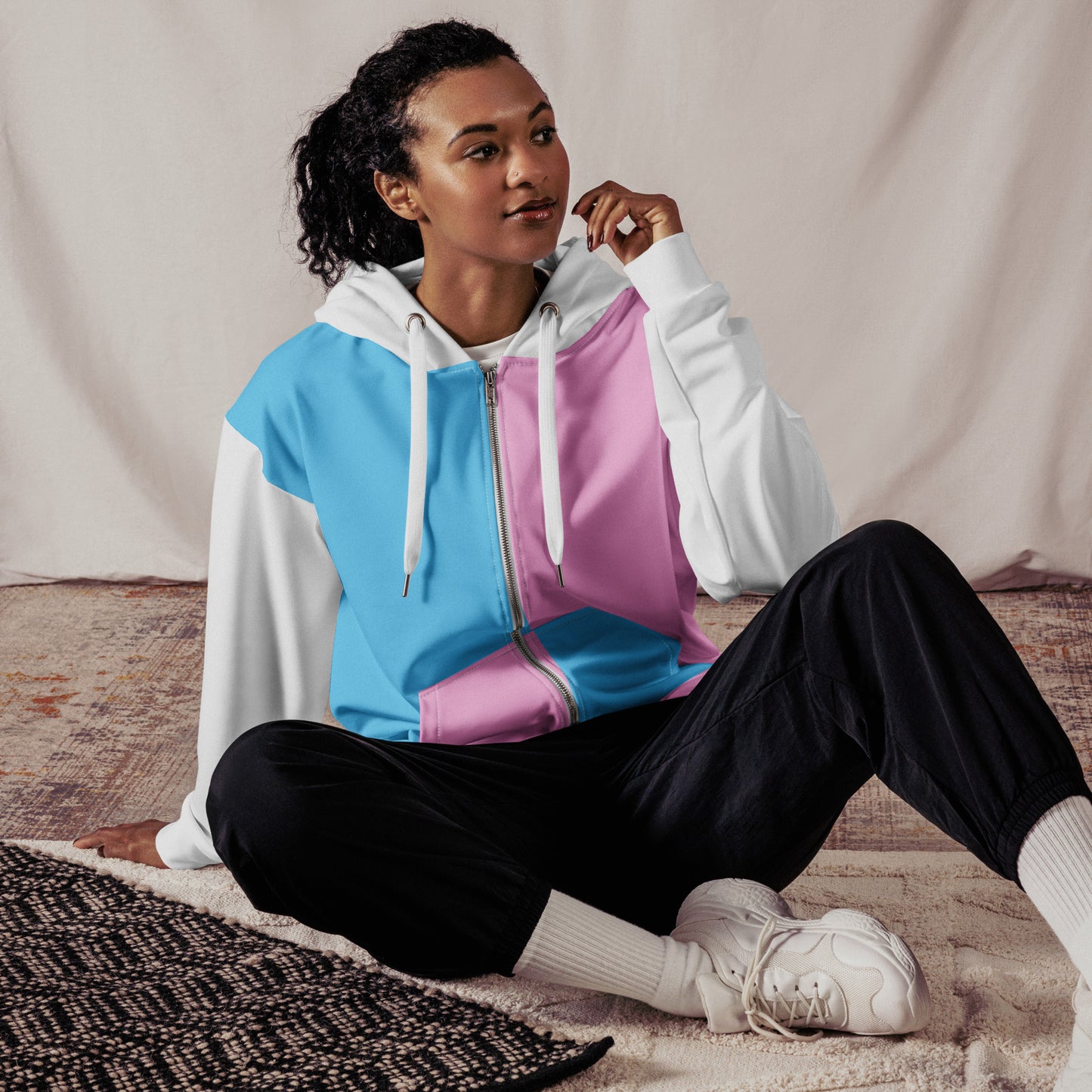 2XS-6XL Blue Pink White Pride Zipper Hoodie