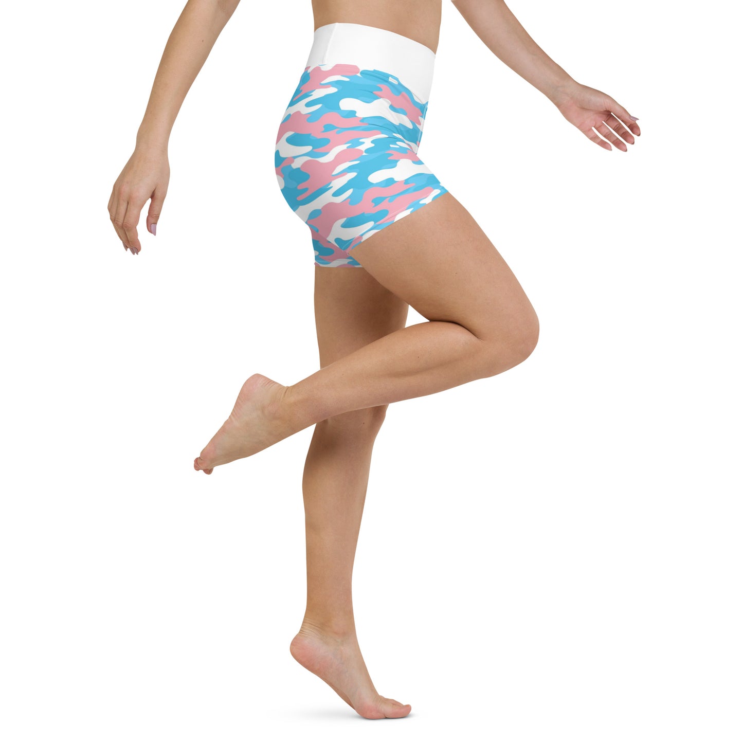 Teen Blue Pink White Pride Camouflage Pilates & Yoga Fitness Shorts