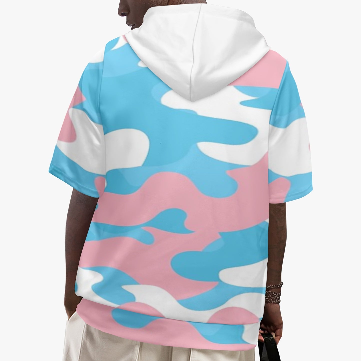 Teen - Plus Size Blue Pink White Pride Camouflage Short-Sleeve Hoodie