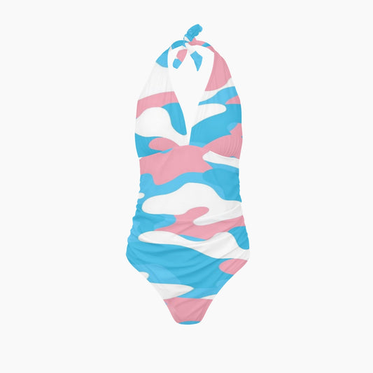 Teen Blue Pink White Pride Camouflage One-Piece Swimsuit