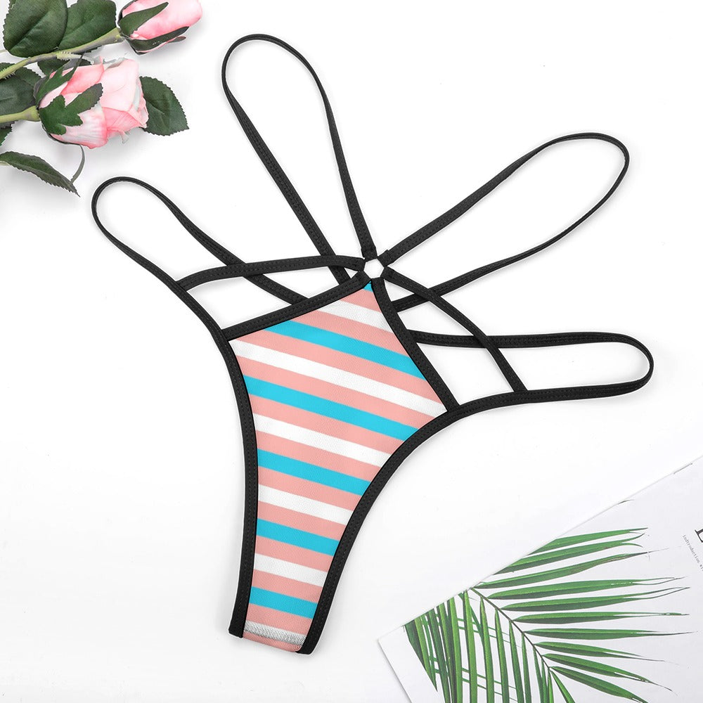 Trans Coloured Pride In Daring Candy Stripe G-String Thong