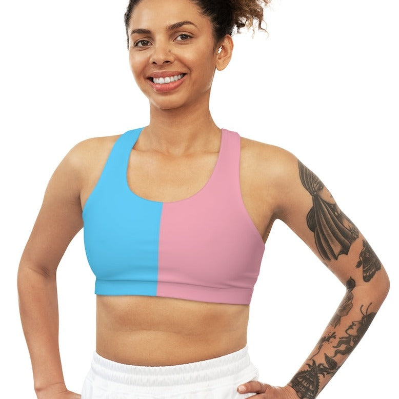 Trans Coloured Trans Paris Pride Seamless Sports Bra