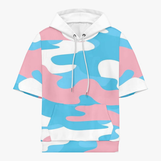 Teen - Plus Size Blue Pink White Pride Camouflage Short-Sleeve Hoodie
