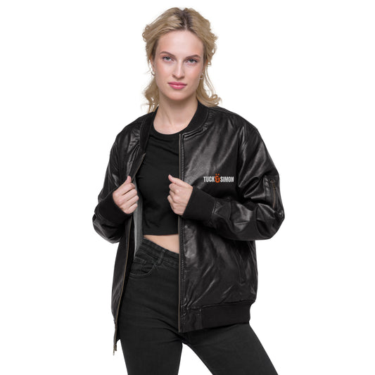XS-3XL Tuck&Simon Casual Vegan Leather Bomber Jacket