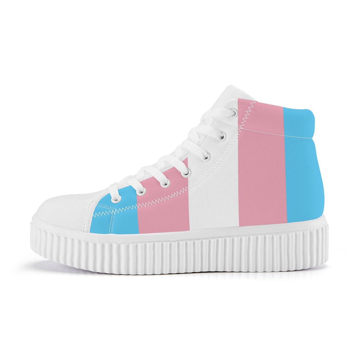Blue Pink White All-Over Pride High-Top Canvas Platform Sneakers