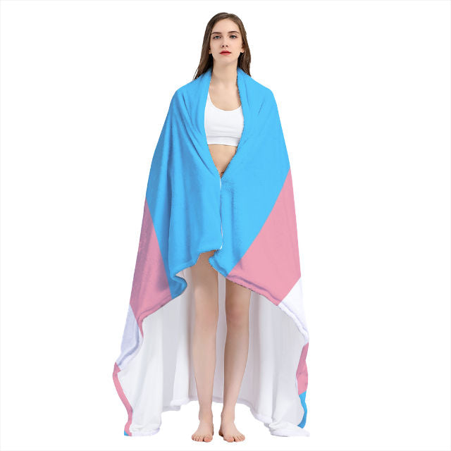 Blue Pink White All-Over Pride Arctic Fleece Double Blanket