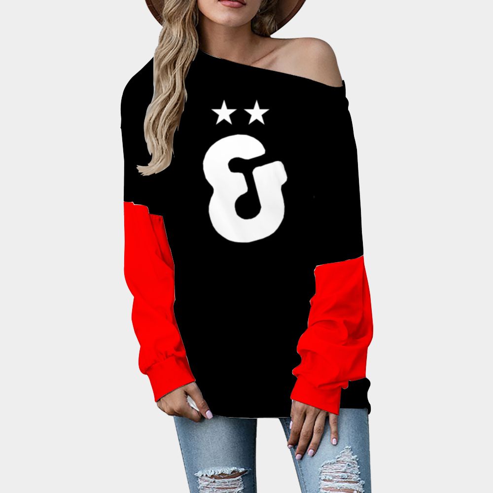 Tuck&Simon Black/Red Contrast Sleeve Slouchy Fit Sweatshirt