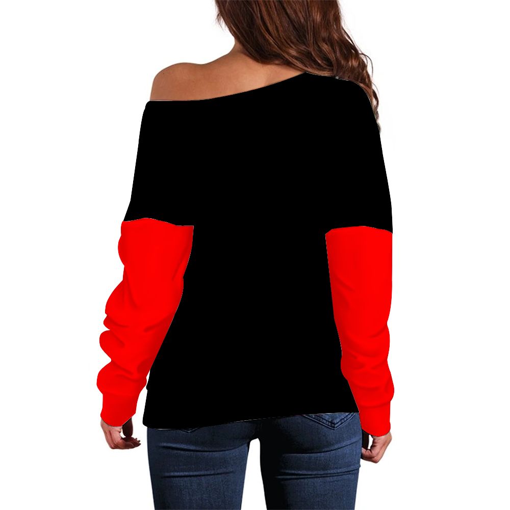 Tuck&Simon Black/Red Contrast Sleeve Slouchy Fit Sweatshirt