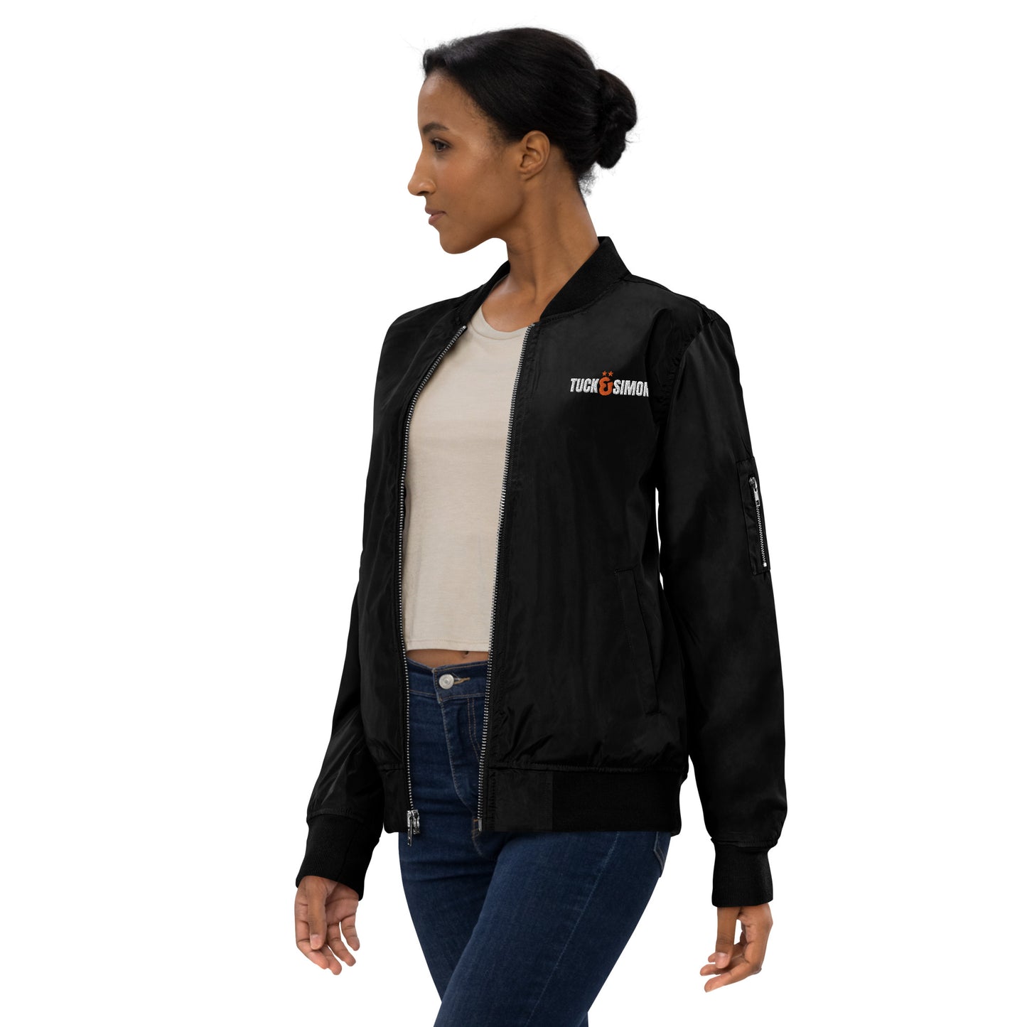 XS - 3XL Tuck&Simon Statement Premium Recycled Black Bomber Jacket