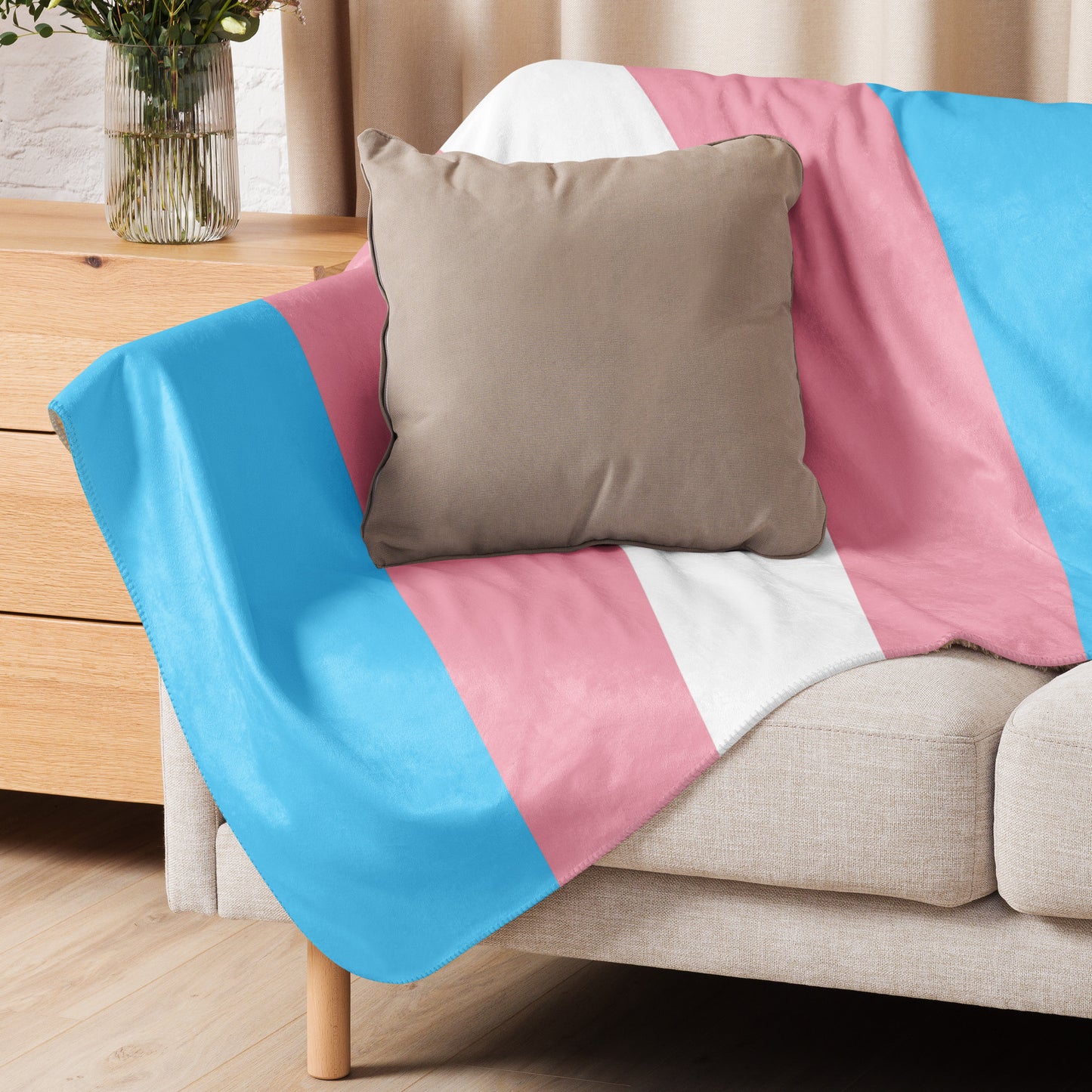 Blue Pink White Pride Sherpa Fleece Blanket