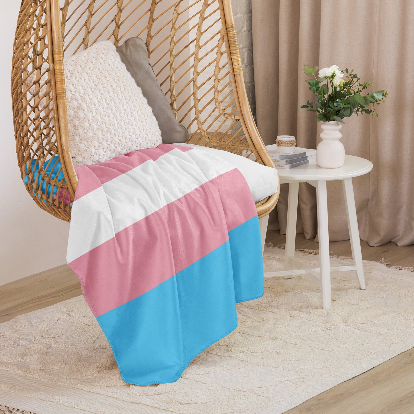 Blue Pink White Pride Sherpa Fleece Blanket