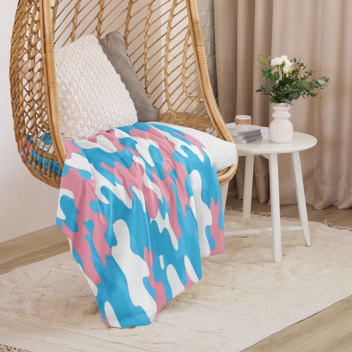 Blue Pink White Pride Camouflage Sherpa Fleece Blanket