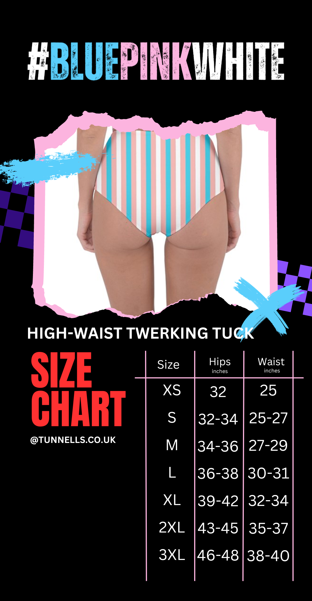 Plus Size Blue Pink White Pride Le Coq Transgenre Reversible Sassy High-Waist Short Twerking Tuck