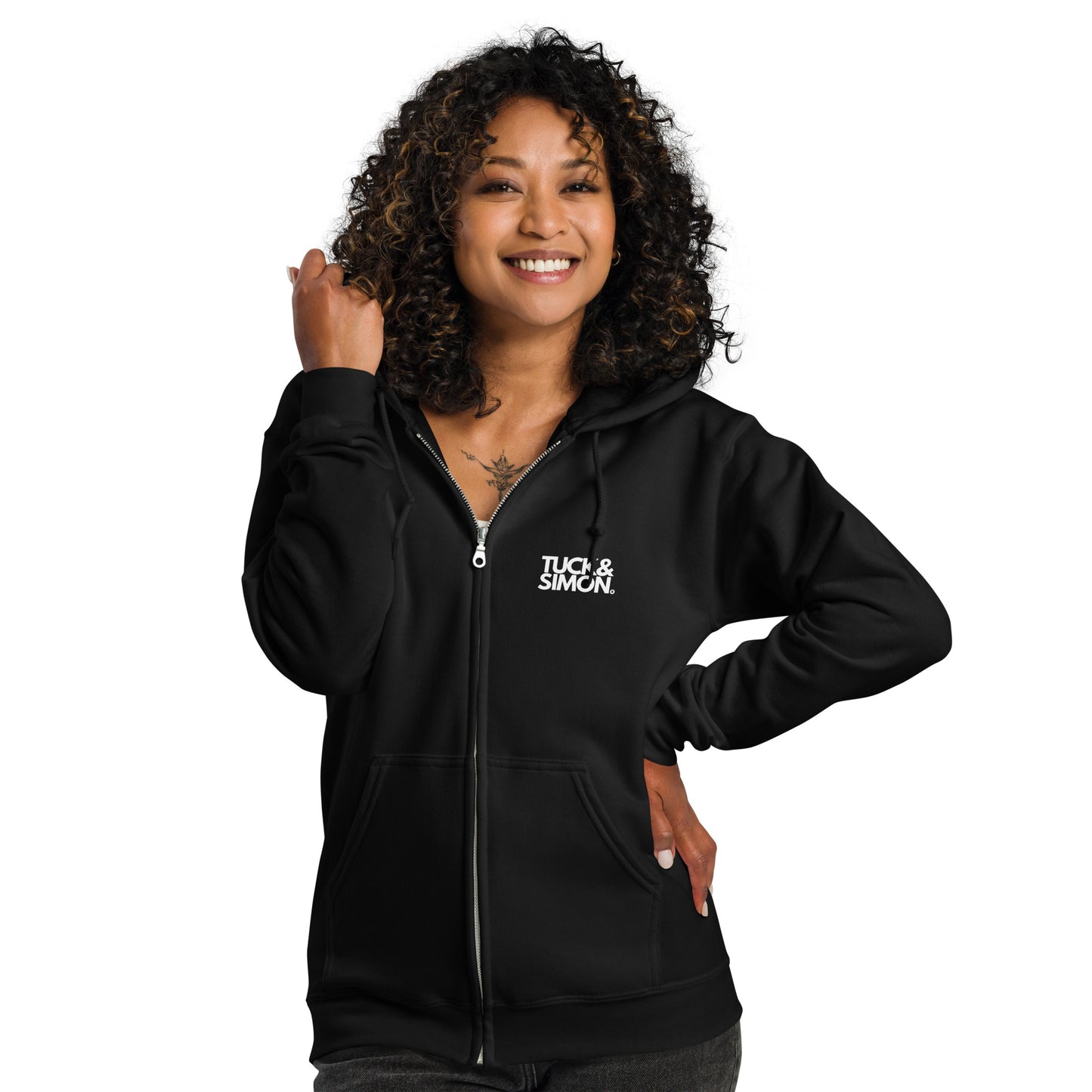 Tuck&Simon Black Heavy-Blend Zipped Hoodie