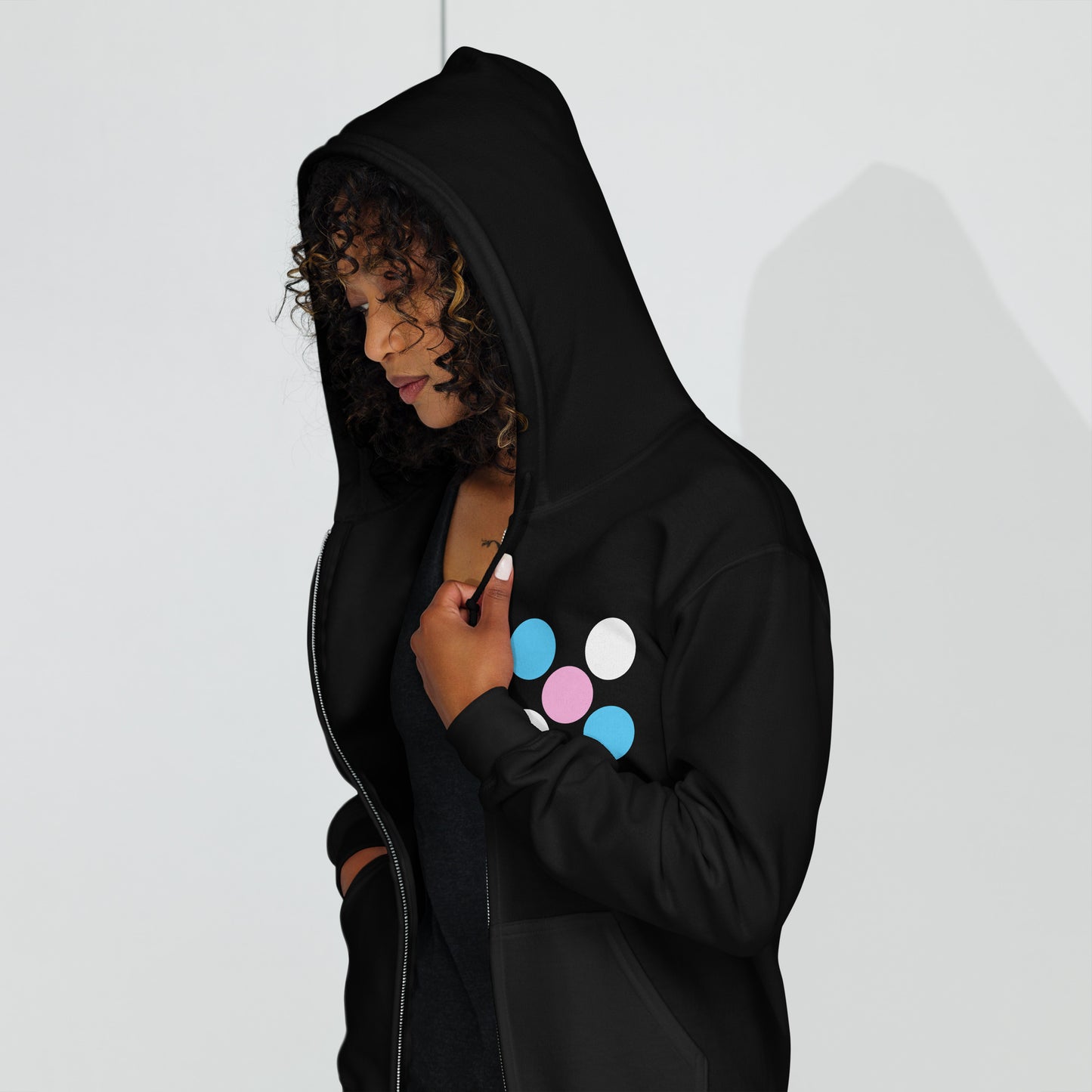Blue Pink White Pride 'Five Dots' Heavy Blend Zipped Hoodie