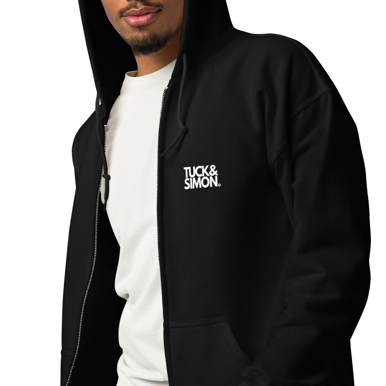 Tuck&Simon Black Heavy-Blend Zipped Hoodie