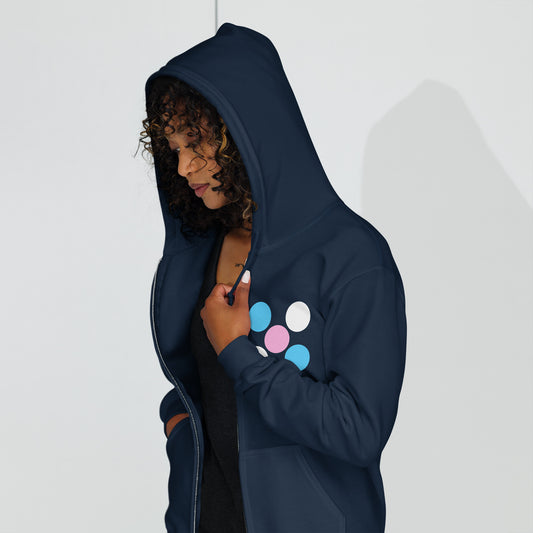 Blue Pink White Pride 'Five Dots' Heavy Blend Zipped Hoodie