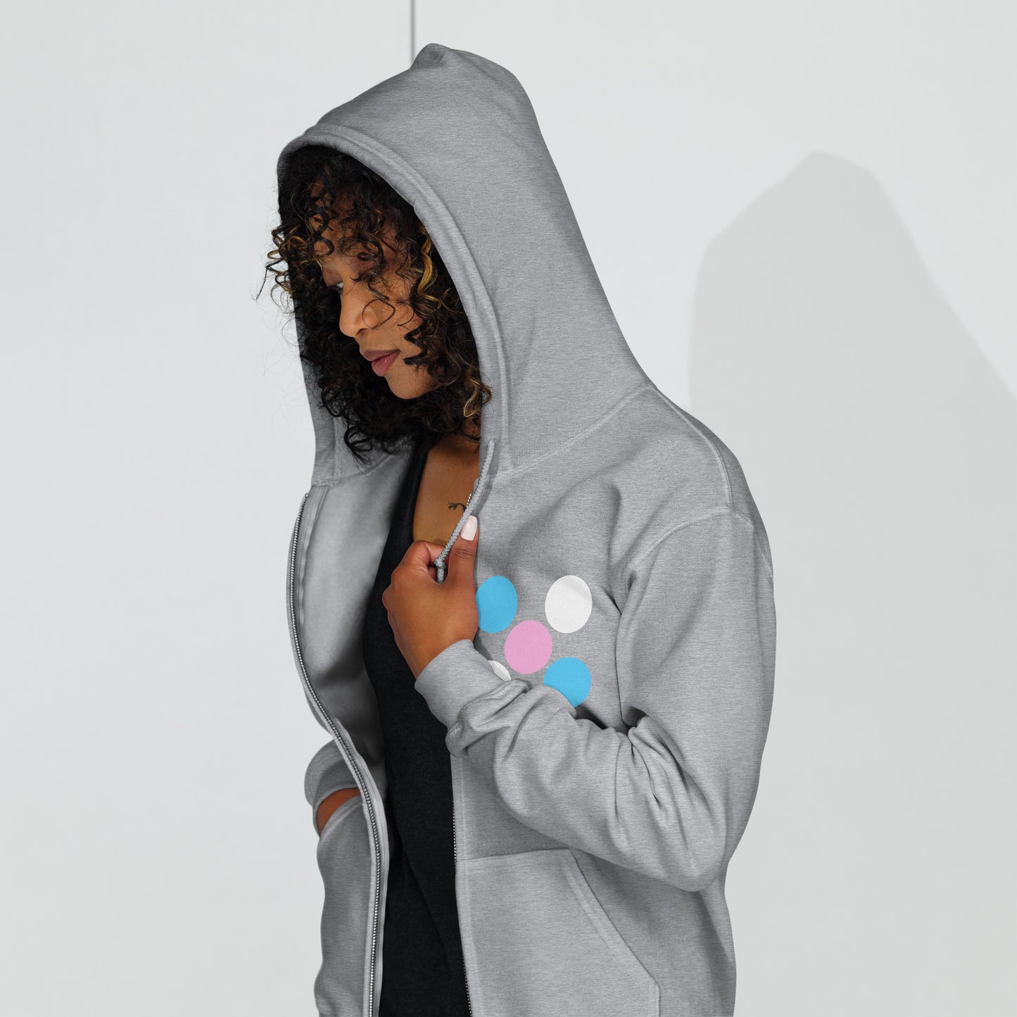 Blue Pink White Pride 'Five Dots' Heavy Blend Zipped Hoodie