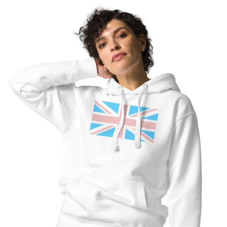 Blue Pink White 'British Flag' Pride Urban Casuals Super Soft Hoodie