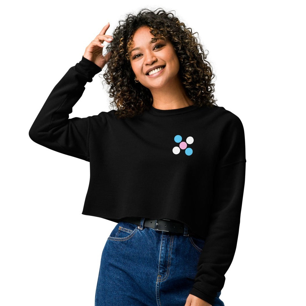 Blue Pink White Pride 'Five Dots' Black Cropped Sweat-Top
