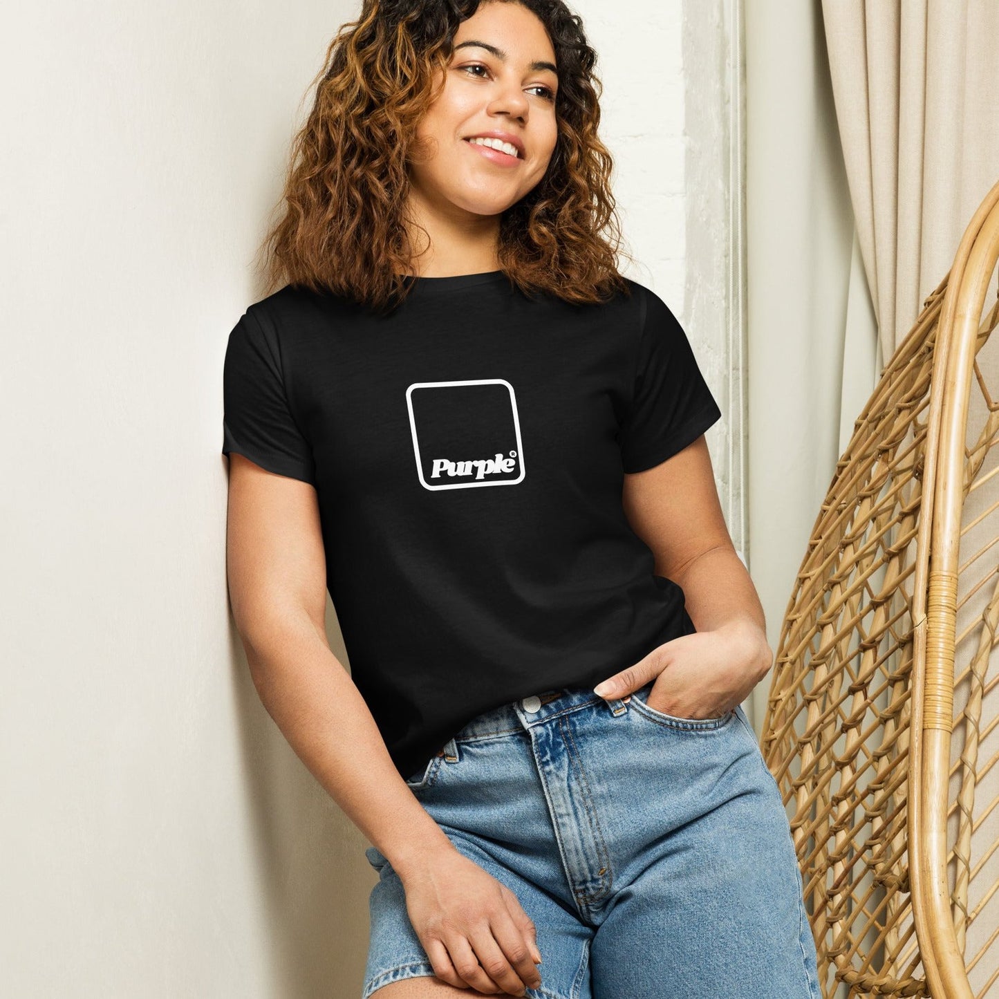 Teen Purple Label Vegan Beauty Care Logo Black High-Waisted T-Shirt