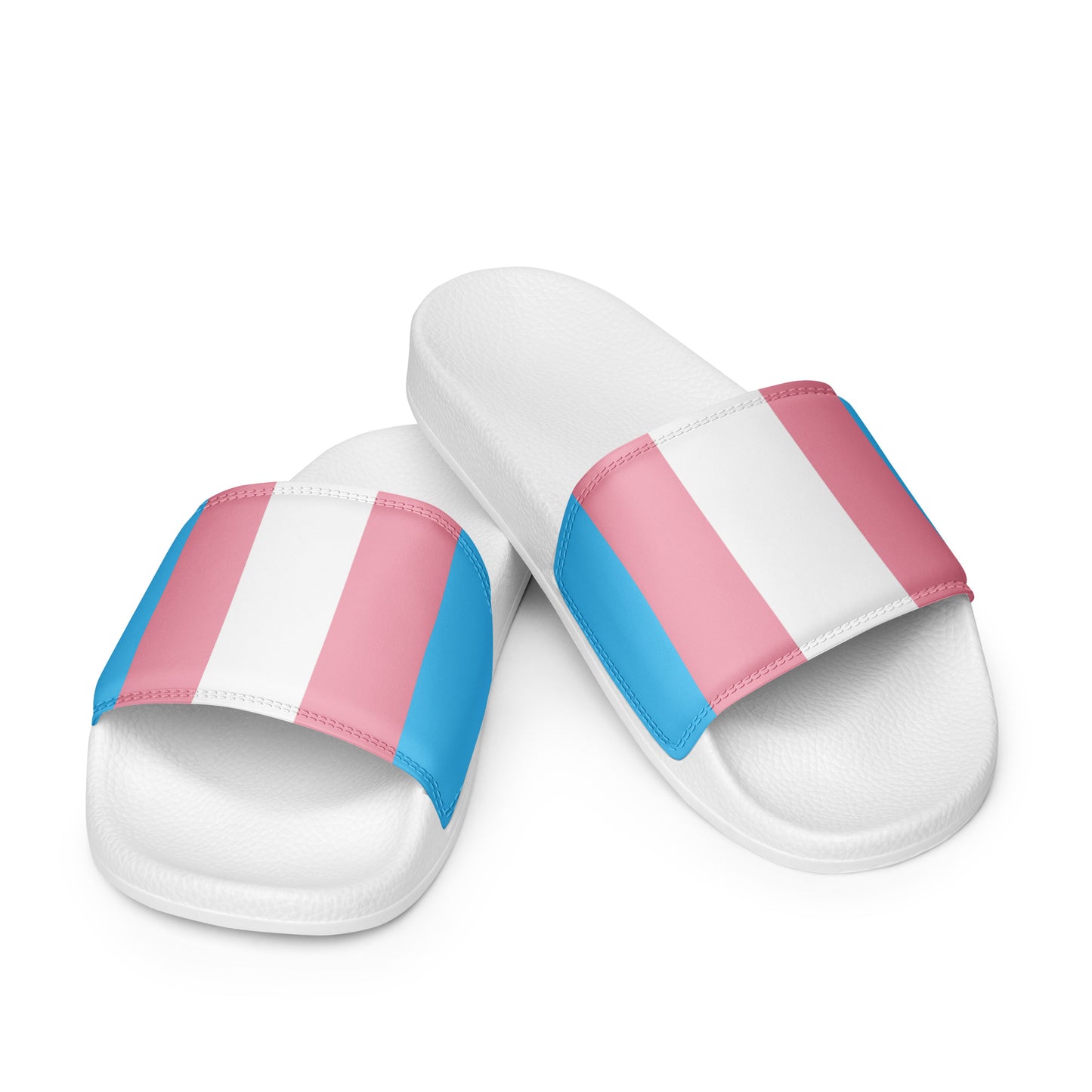 Blue Pink White All Over Trans Pride Vegan Leather Slides