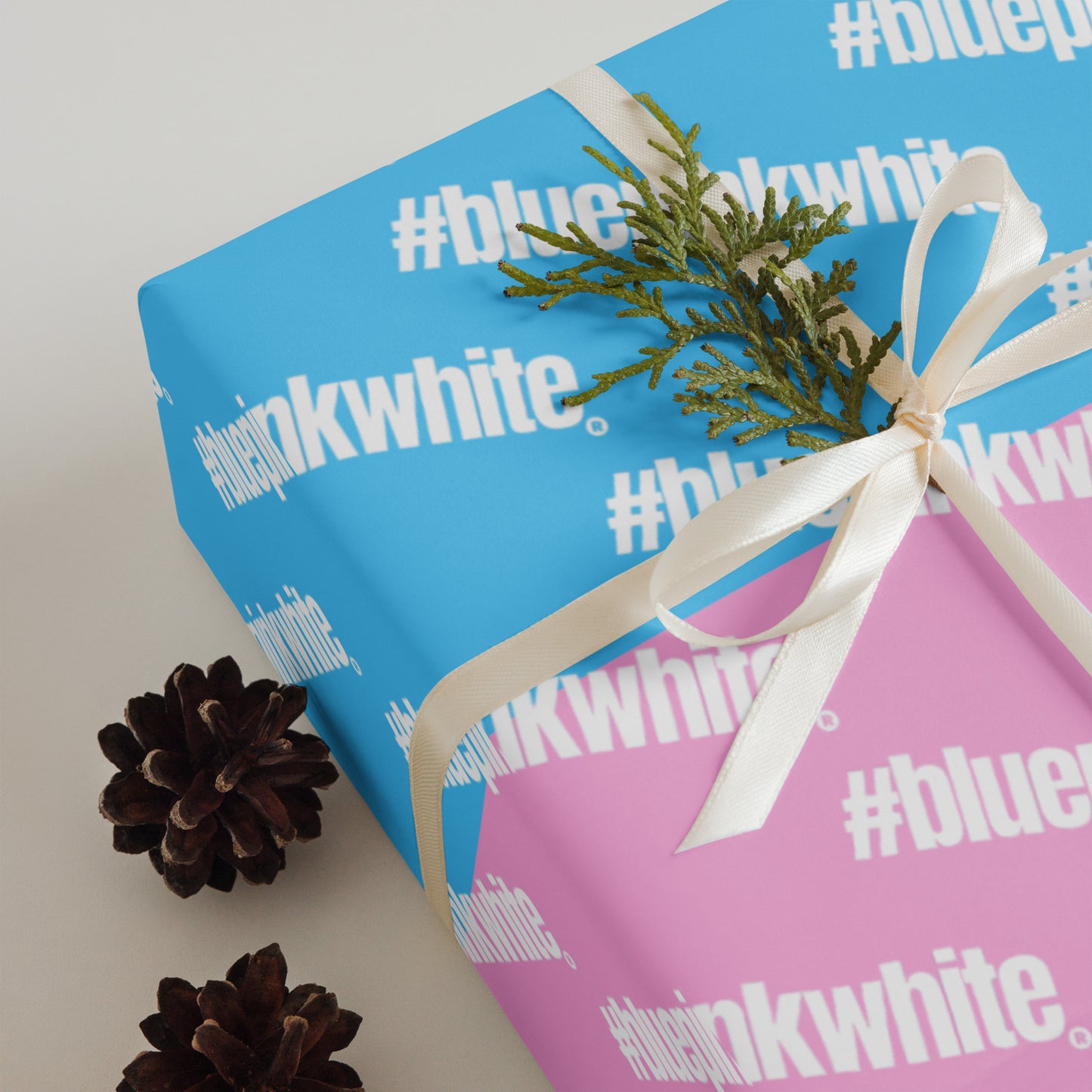 Blue Pink White Pride Gift Wrapping Paper Sheets