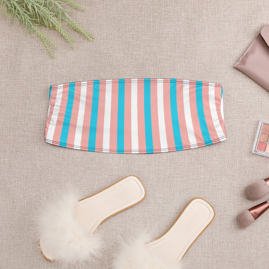 Blue Pink White Pride Strapless Cropped Bandeau Top