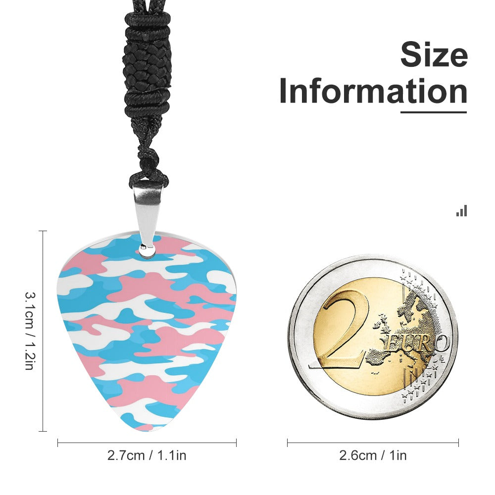 Blue Pink White Pride Camouflage Titanium Steel Guitar Pick Pendant Necklace
