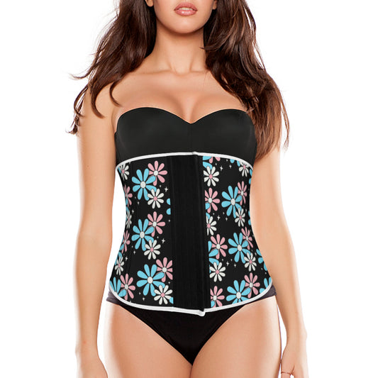 Plus Size Blue Pink White Big Daisies Pride Black Waist Shaper