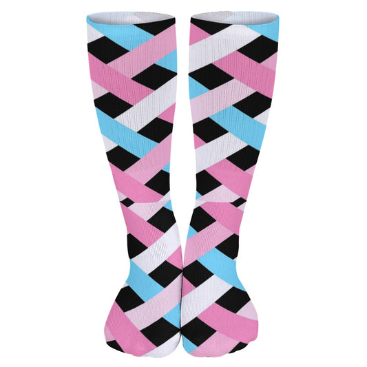 Blue Pink White Pride Lattice Black Breathable Socks (Pack of 5 )