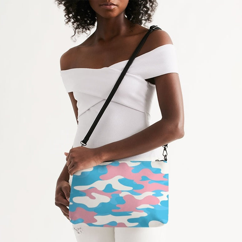 Blue Pink White Pride Camouflage Daily Zipped Handbag
