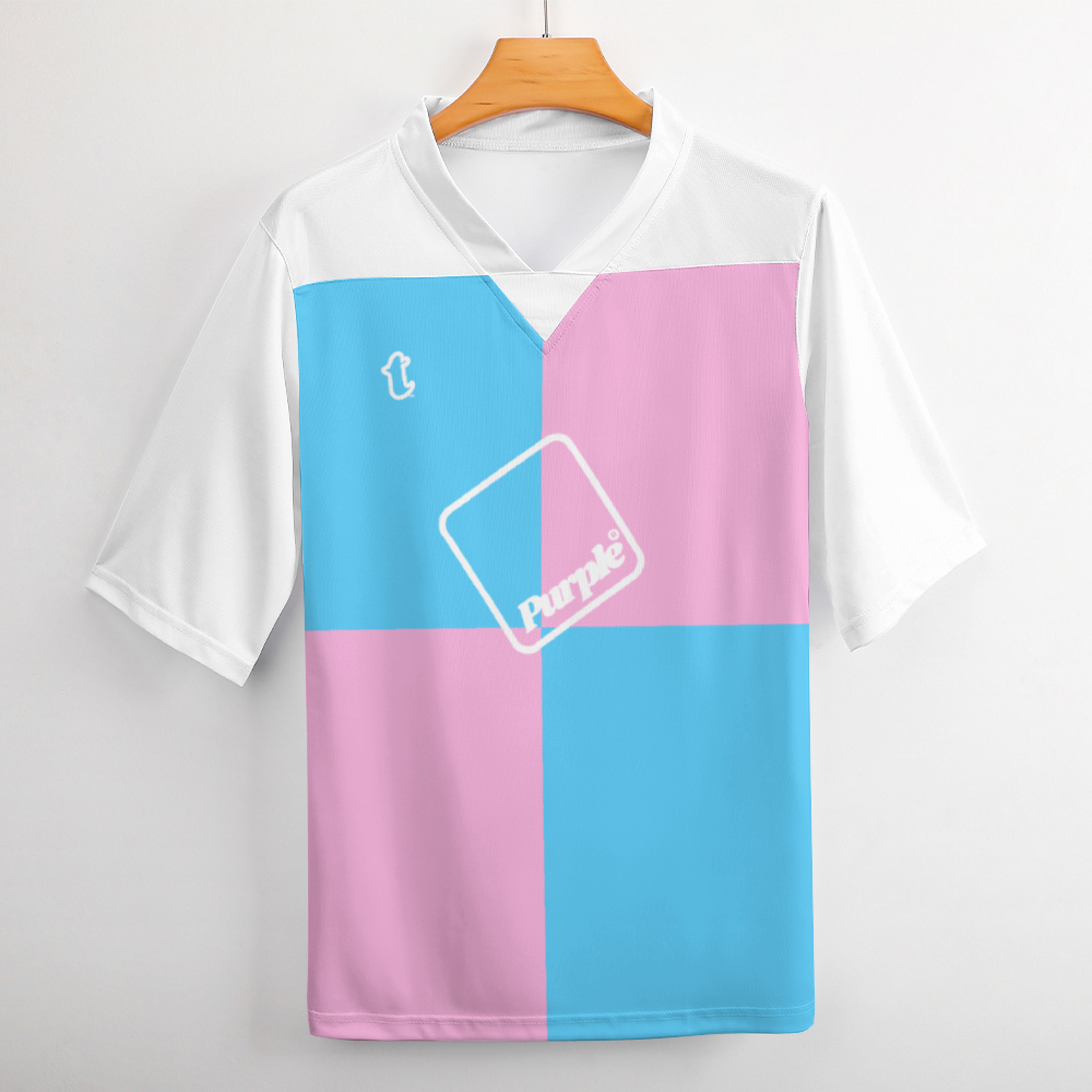 Plus Size Blue Pink White Pride Rugby League Short-Sleeved Jersey