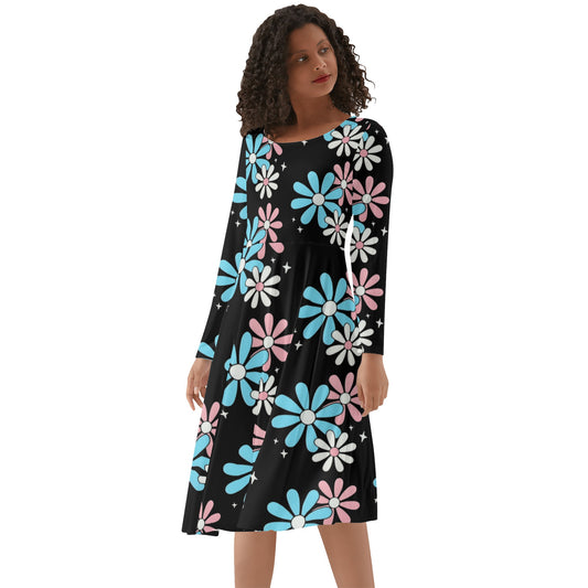 Women's Long Sleeve Ruffle Dress